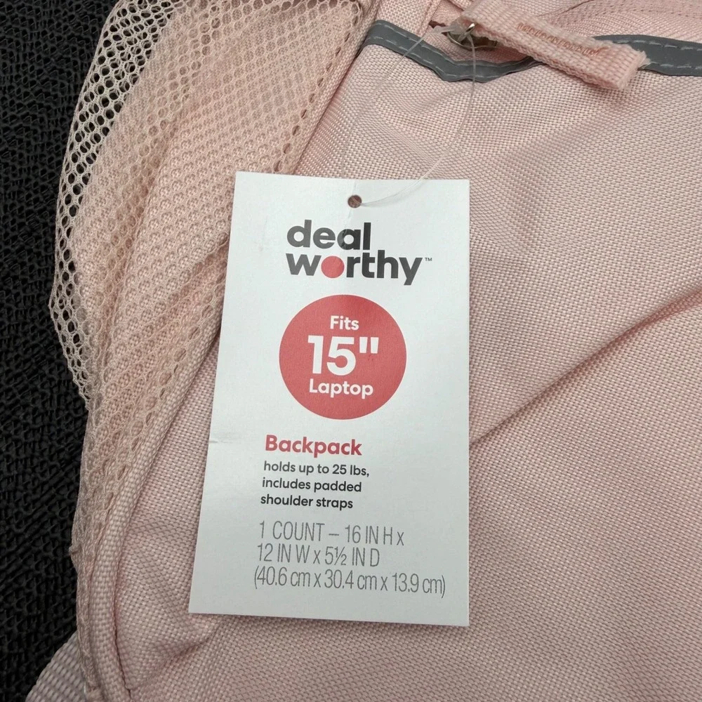 Deal Worthy Light Pink 15 Inch Laptop Backpack Recycled Polyester 069105819